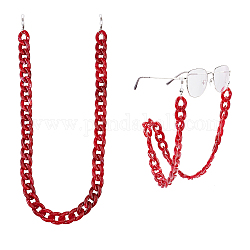 Schluchthandwerk Acryl Brillenkette, Brillenhalskette mit 304 Hummerklauenverschluss aus Edelstahl für Frauen, dunkelrot