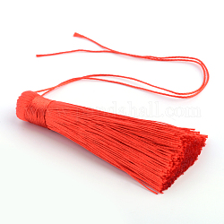 Décorations de pendentif pompon en polyester, rouge, 77~81x12~13mm