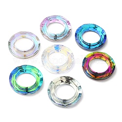 Galvanoplastie anneaux de liaison en verre, anneau cosmique en cristal, anneau de prisme, facette, anneau rond, couleur mixte, 30x6.5mm, diamètre intérieur: 17 mm