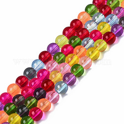 Brins de perles de verre peints transparents, ronde, colorées, 6x5~6mm, Trou: 0.9mm, Environ 73~75 pcs/chapelet, 15.94 pouce ~ 16.42 pouces (40.5~41.7 cm)