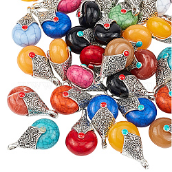 Chgcraft 50 pièces couleurs mélangées résine pendentifs en forme de larme breloques en résine de style tibétain avec alliage et émail pour la fabrication de bijoux