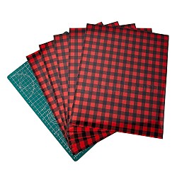 5 pièces patchs en vinyle de transfert de chaleur, tapis de coupe de PVC, motif à carreaux de buffle de Noël, rouge, 6 pièces / kit