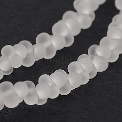 Os dépoli chapelets de perles de verre, fumée blanche, 4x2mm, Trou: 0.8mm, Environ 260 pcs/chapelet, 16.53~16.92 pouce (42~43 cm)