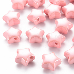 Opake Legierung Perlen, perlig, Stern, rosa, 20.5x21x12.5 mm, Bohrung: 3.5 mm