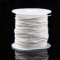 Воском хлопчатобумажная нить шнуры, кремово-белые, 1 мм, около 10.93 ярда (10 м) / рулон
