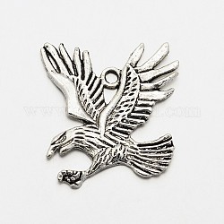 Águila / halcón charm colgantes de la aleación de zinc de estilo tibetano, plata antigua, 35x32x1.5mm, agujero: 2.5 mm