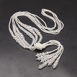 Billes de verre colliers de lasso, avec des perles de rocaille, clair, 44.8 pouce