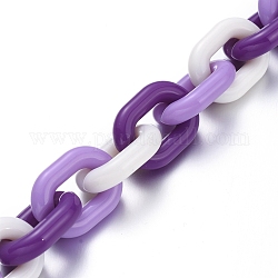 Непрозрачные акриловые кабельные цепи ручной работы, овальные, фиолетовые, ссылка: 19x14x4 mm, около 39.37 дюйма (1 м) на прядь