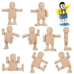 Gorgecraft незавершенные пустые деревянные игрушки-роботы, для поделки ручная роспись ремесел, бланшированный миндаль, 112x106x37 мм