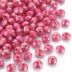 Perline acrilico opaco, ab colore placcato, rondelle sfaccettato, rosso ciliegia, 6mm, Foro: 1.5 mm, su 6200 pc / 500 g.