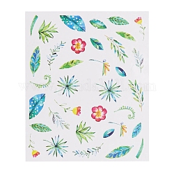Nail Decals Stickers, Self-Adhesive Plants Flamingo Flower Nail Design Art, for Nail Toenails Tips Decorations, Colorful, 6.3x5.2cm