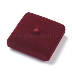 Pendentif boîte de velours, couverture double flip, pour vitrine bijoux affichage pendentif boîte de rangement, rectangle, rouge, 10x10x4.4 cm