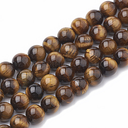 Natürlichen Tigerauge Perlen Stränge, Klasse ab +, Runde, 8~9 mm, Bohrung: 1 mm, ca. 45~48 Stk. / Strang, 15.7 Zoll