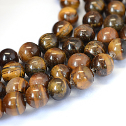 Klasse ab natürliche Perle rund Tigerauge Stränge, 6~6.5 mm, Bohrung: 1 mm, ca. 63 Stk. / Strang, 15.5 Zoll