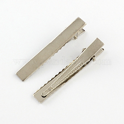 Fornituras para accesorios de cabello de hierro, fornituras de pelo clip de piel de cocodrilo, Platino, 56x8mm