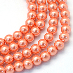 Chapelets de perles rondes en verre peint, corail, 10~11mm, Trou: 1.5mm, Environ 85 pcs/chapelet, 31.4 pouce1.5mm