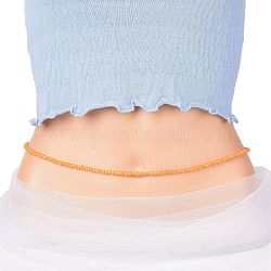 Cuentas de cintura, cadena de cintura elástica con cuentas de semillas de vidrio para mujer, naranja oscuro, 31-1/2 pulgada (80 cm), abalorios: 5 mm