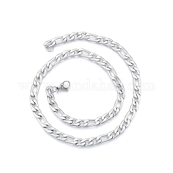 201 collar de cadenas figaro de acero inoxidable para hombre, color acero inoxidable, 17.72 pulgada (45 cm), amplia: 7 mm