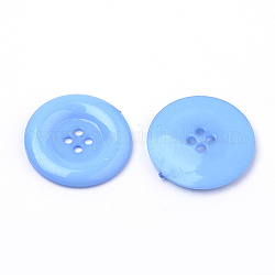 4-Agujero botones acrílicos, plano y redondo, azul aciano, 31x4mm, agujero: 2 mm