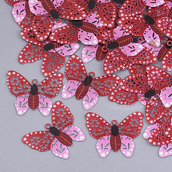 Латунные подвески с принтом, травленые металлические украшения, бабочка, темно-красный, 15.5x19x0.3 мм, отверстие : 1 мм