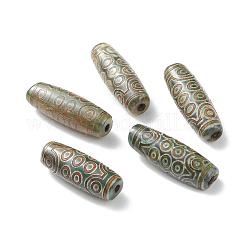 Perline dzi stile tibetano, agata naturale perle, tinti e riscaldato, ovale, 21-eye, 28.5~32x10~12.5mm, Foro: 1.5~3 mm