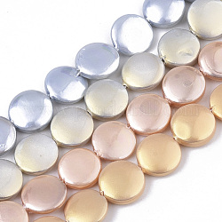 Shell Perlen Stränge, gischt gemalt, Flachrund, Mischfarbe, 10.5x3.5 mm, Bohrung: 0.8 mm, ca. 34 Stk. / Strang, 14.17 Zoll (36 cm)