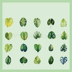 40 Stück 20 Stile Herbst Haustier wasserdichte selbstklebende Blattaufkleber, für das Scrapbooking, Reisetagebuch Handwerk, grün, 20x50 mm, 2pcs / style