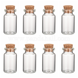 Botellas de vidrio frasco de vidrio, con tapón de corcho, deseando botella, contenedores de abalorios, Claro, 40x22mm, diámetro interior: 13 mm, capacidad: 10ml (0.34 fl. oz), cuello de botella: 15 mm de diámetro