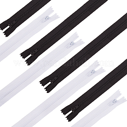 Garment Accessories, Nylon Zipper, Zip-fastener Components, White & Black, 235~240x25mm, 50strands/color, 100strands