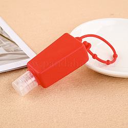 Bouteille de désinfectant pour les mains en plastique avec couvercle en silicone, porte-clés de bouteille de voyage portable, rouge, 10mm