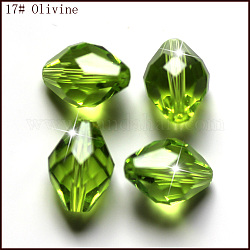 Perles d'imitation cristal autrichien, grade AAA, facette, Toupie, vert jaune, 6x9.5mm, Trou: 0.7~0.9mm