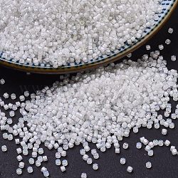 Miyuki Delica Perlen, Zylinderförmig, japanische Saatperlen, 11/0, (db0066) weiß ausgekleideter kristall ab, 1.3x1.6 mm, Bohrung: 0.8 mm, ca. 2000 Stk. / 10 g