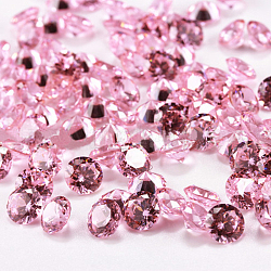 Diamond Shaped Cubic Zirconia Pointed Back Cabochons, Faceted, Pearl Pink, 10mm