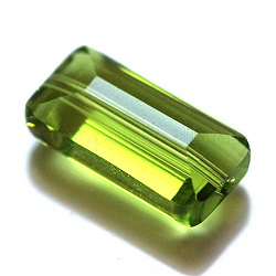Imitazione branelli di cristallo austriaco, grado aaa, sfaccettato, rettangolo, verde giallo, 6x12x5mm, Foro: 0.7~0.9 mm