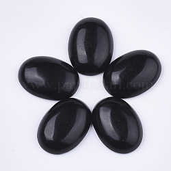 Cabochon ossidiana nera naturali, ovale, 24~26x17~19x6~7mm