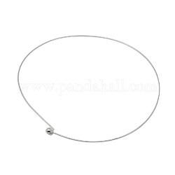 Латуни ожерелье делая, жесткие ожерелья, серебристый цвет, Размер: ожерелье: около 145 mm внутреннего диаметра, провода: около 1.3 mm