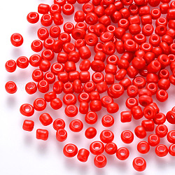 12/0 perles de rocaille rondes en verre de peinture de cuisson, rouge, 1.5~2x1.5mm, Trou: 0.5~1mm, environ 30000 pcs / livre