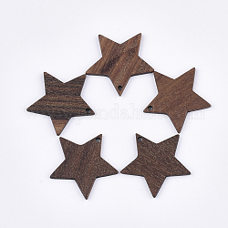Pendenti in legno di noce, stella, sella marrone, 26.5~27x28.5x2.5~3mm, Foro: 1.6 mm
