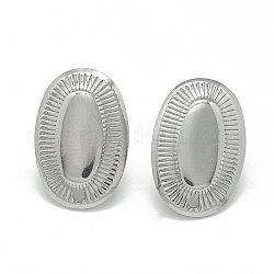 304 Stainless Steel Stud Earring Findings, with Loop, Oval, Stainless Steel Color, 19x12.5mm, Hole: 1.4mm, Pin: 0.8mm