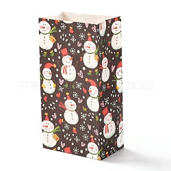 Weihnachtsthema rechteckige papiertüten, kein Griff, für Geschenk & Essenspaket, Schneemann-Muster, 12x7.5x23 cm