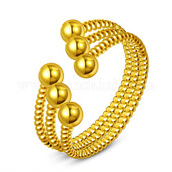 Anillos de brazalete de latón shegrace, anillos abiertos, real 24k chapado en oro, tamaño de 9, 19mm