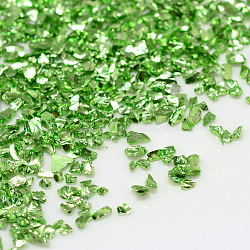 Piezo Glass Beads, No Hole Beads, Chip, Lime, 0.6~1x0.6~1mm, about 440~450g/bag