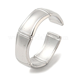 304 anello a polsino aperto in acciaio inossidabile, bambù, colore acciaio inossidabile, misura degli stati uniti 7 1/4 (17.5mm)