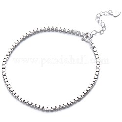 925 Sterling Silver Box Chain Bracelet for Men Women, Platinum, 6-3/4 inch(17cm)