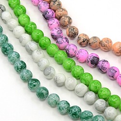 Spray Painted Glass Beads Strands, Round, Mixed Color, 8mm, Hole: 1mm, about 104pcs/strand