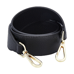 Manijas de bolso de cuero de imitación pu, con broches de aleación, para accesorios de reemplazo de correas de bolsa, negro, 90.5x4x0.35 cm