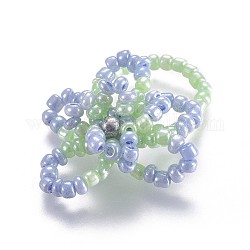(Schmuckpartys im Fabrikverkauf), Stretchringe aus Glasperlen, mit Nylondraht, Blume, Kornblumenblau, 16~18 mm