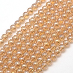 Hebras de perlas de cristal de cuarzo sintético, redondo, arco iris chapado, 8mm, agujero: 1 mm, aproximamente 50 pcs / cadena, 15.5 pulgada