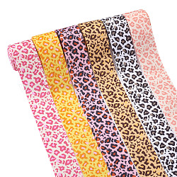 Ruban gros-grain polyester simple face, motif imprimé léopard, couleur mixte, 1-1/2 pouce (38 mm), 6 couleurs, 5 mètres / couleur (4.57 m / couleur), 30 mètres / ensemble (27.43 m / ensemble)