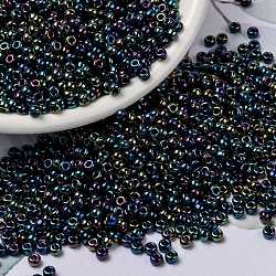 Miyuki runde Rocailles Perlen, japanische Saatperlen, 8/0, (rr455) metallisch bunte blaue Iris, 3 mm, Bohrung: 1 mm, ca. 19000~20500 Stk. / Pfund